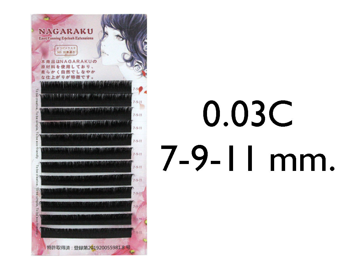 PESTAÑA NAGARAKU MIXTA ETIQ ROSA 0.03C 7-9-11MM