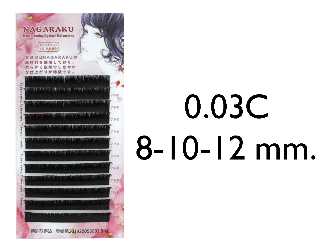 PESTAÑA NAGARAKU MIXTA ETIQ ROSA 0.03C 8-10-12MM