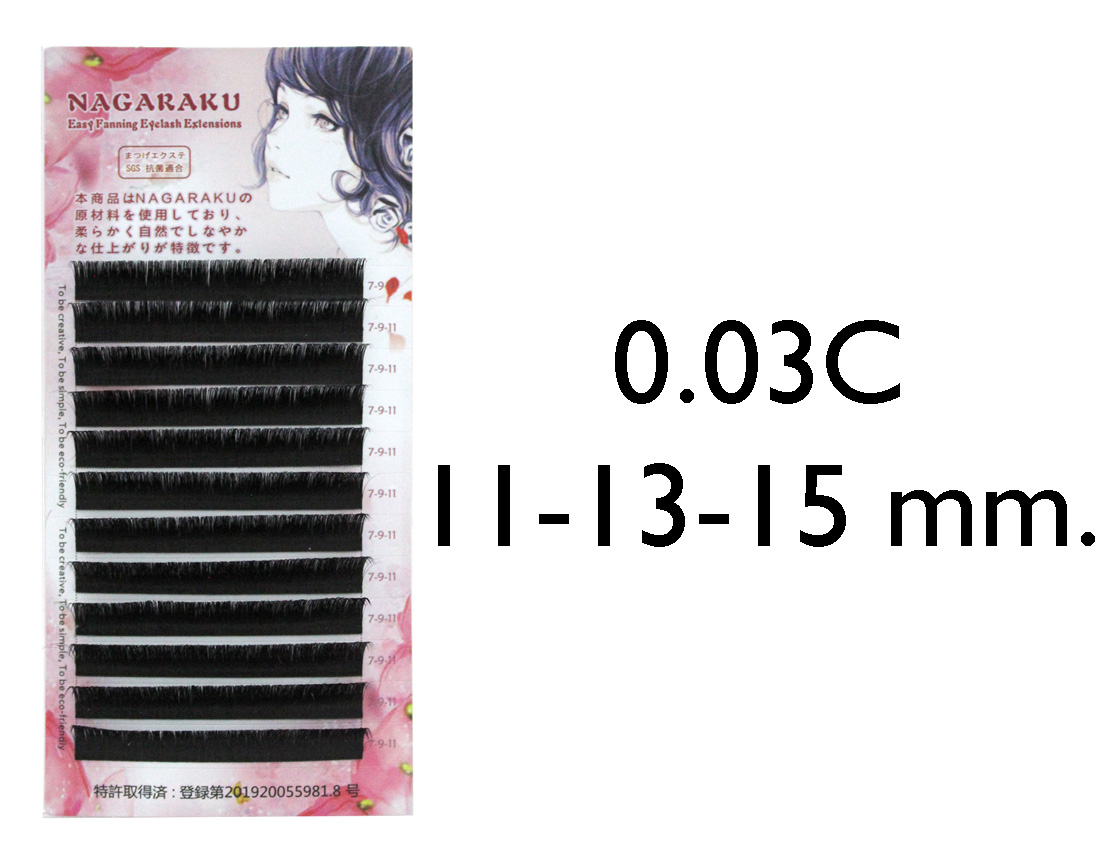 PESTAÑA NAGARAKU MIXTA ETIQ ROSA 0.03C 11-13-15 MM