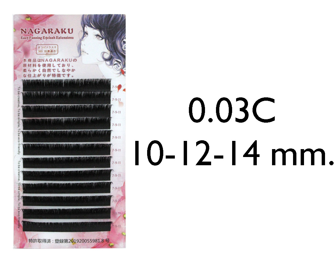 PESTAÑA NAGARAKU MIXTA ETIQ ROSA 0.03C 10-12-14MM