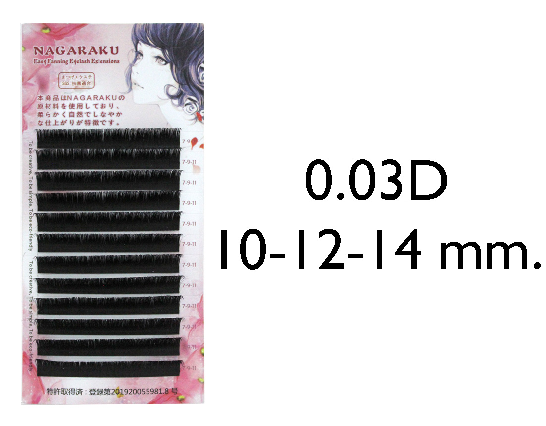 PESTAÑA NAGARAKU MIXTA ETIQ ROSA 0.03D 10-12-14MM