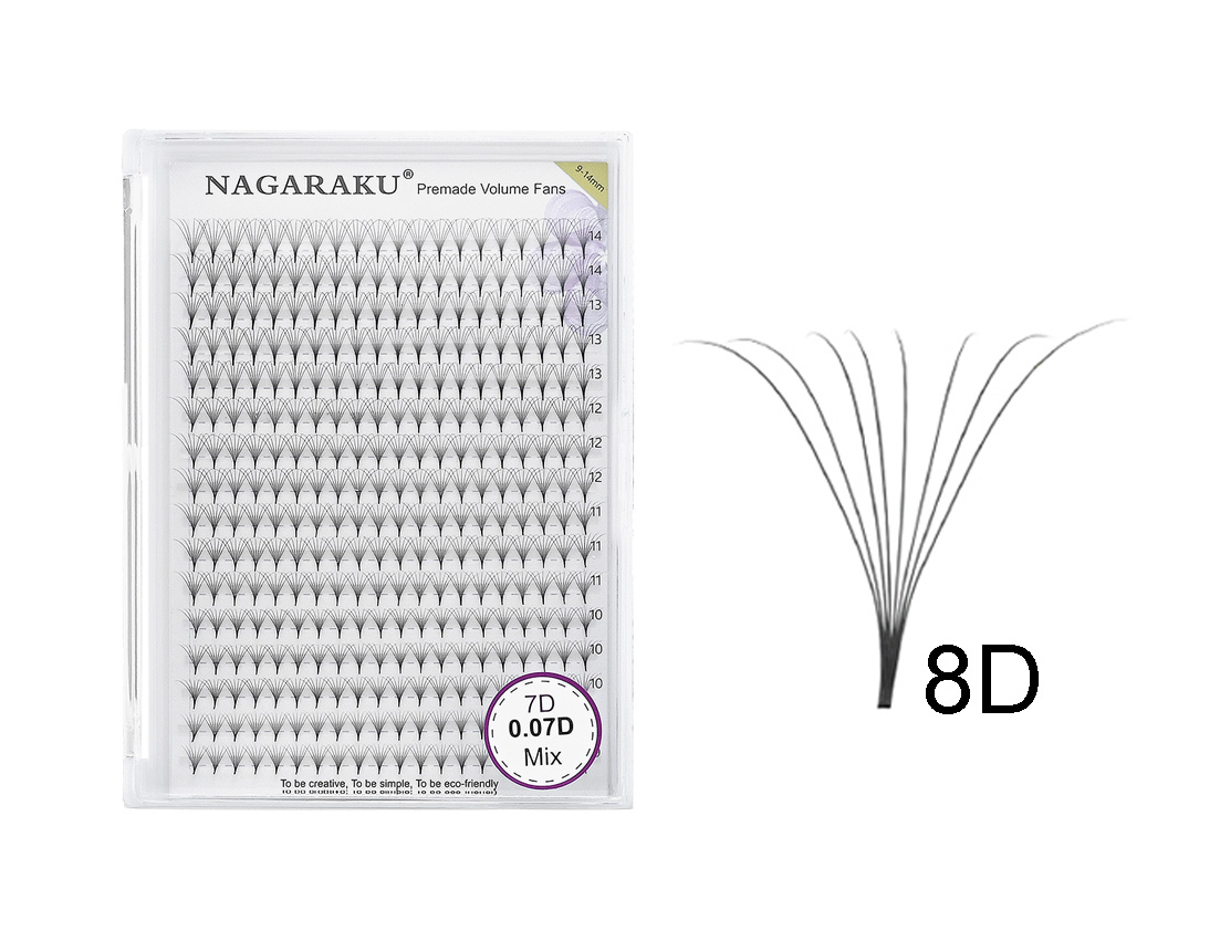 PESTAÑA NAGARAKU PREARMADA MIX 0.7D 8D