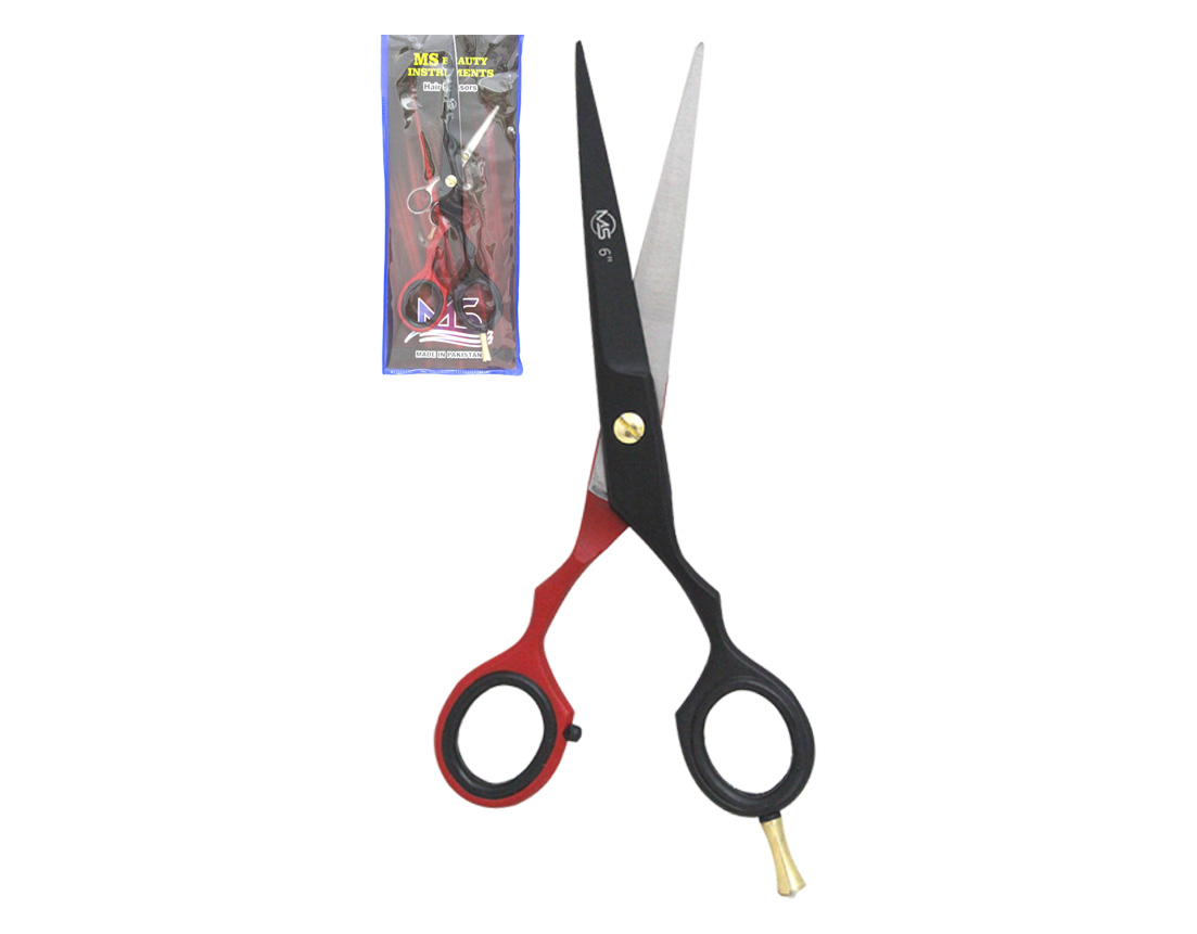 TIJERA PELUQUERO C/BLISTER NGO/ROJO C/DES 6" MS511